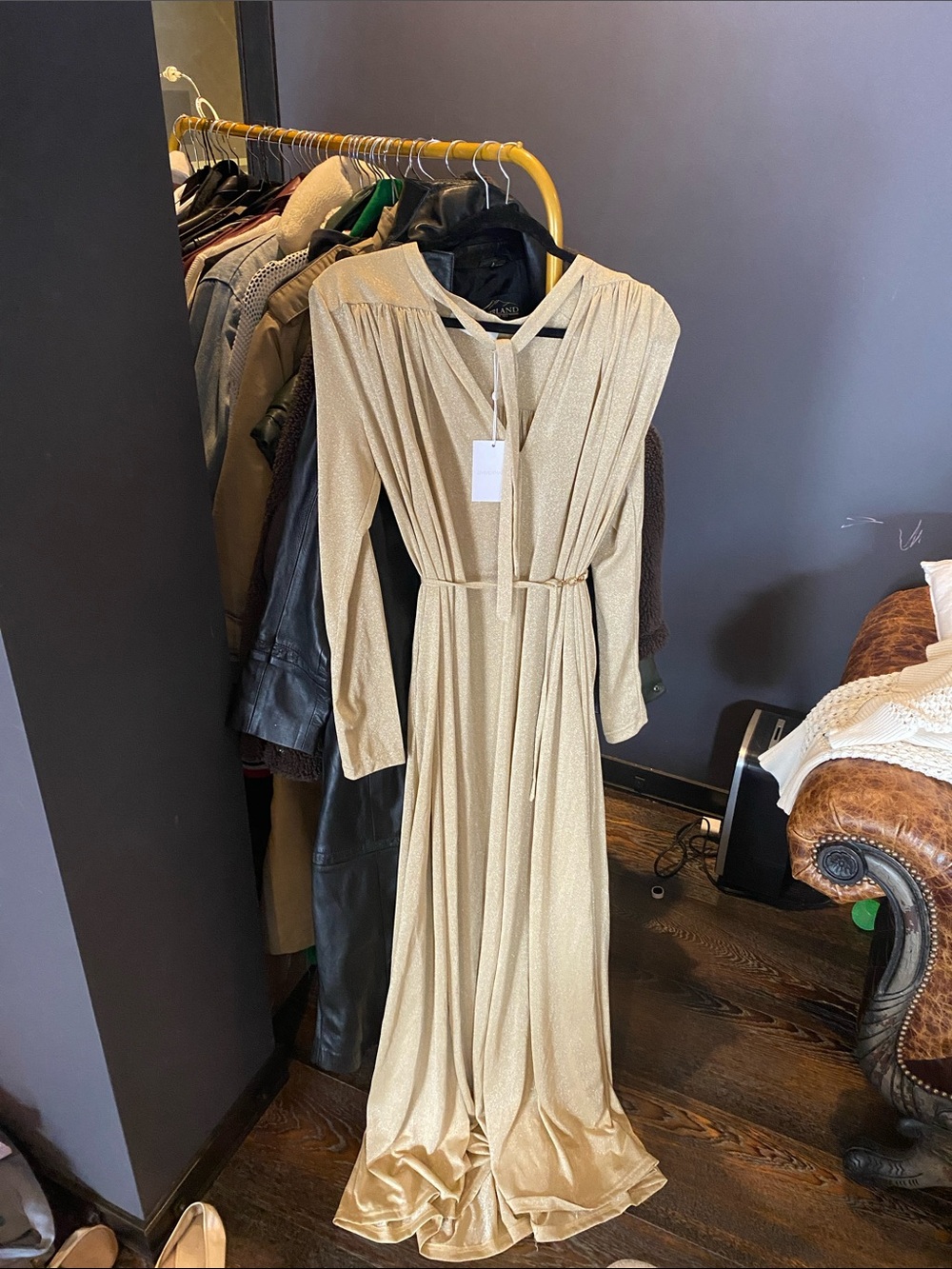 Zimmermann Gold Metallic Evening Gown